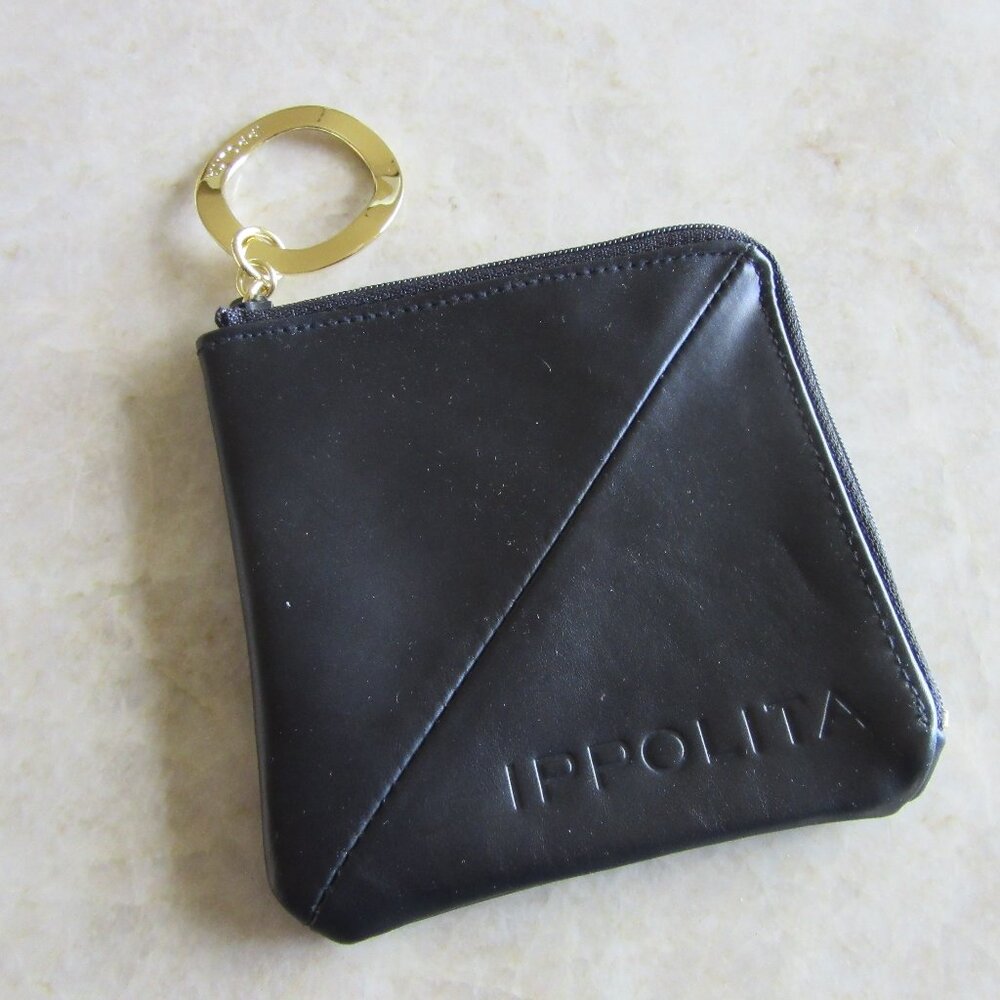 Ippolita Chocolate Brown Leather Key Pouch/Coin Purse/Small Wallet 4.5" x 4.5"